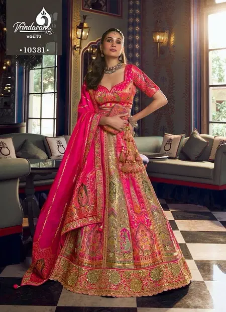 Pink Multicolour Vrindavan Vol 73 By Royal Banarasi Premium Silk Lehenga Choli 10381
